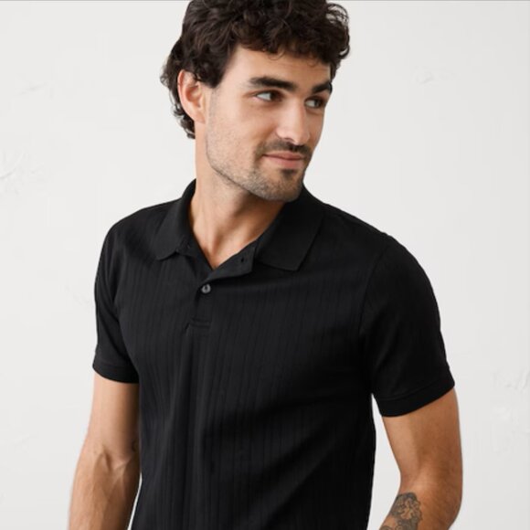 BR Men's Luxe Touch Slim-fit Polo Black - Picture 1 of 4
